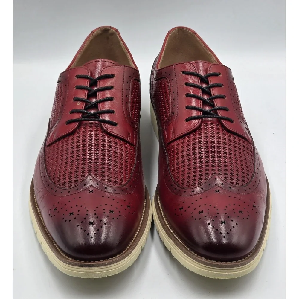 Stacy Adams Emile Wingtip Oxford Shoes Mens 10.5M Red Leather 25236-600 Lace Up